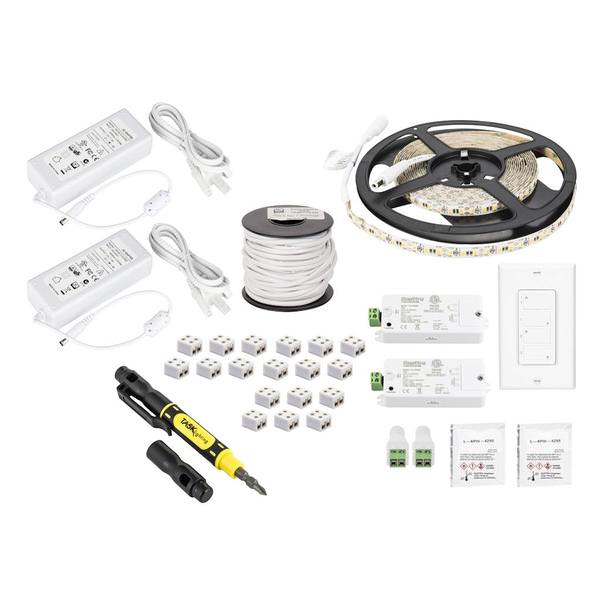 16' 12 volt 3000K Natural White Duo Wireless Controller Dimmable Tape Light Kit